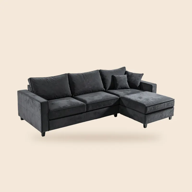 Charcoal sofa with chaise
