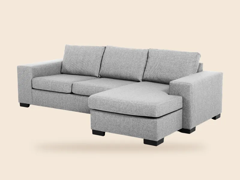 Grey L-shaped sofa