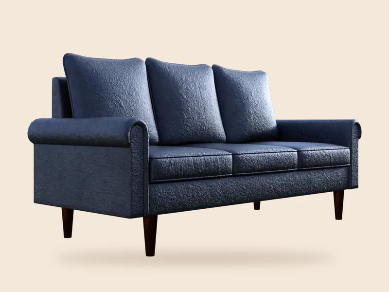 Navy three-seater sofa