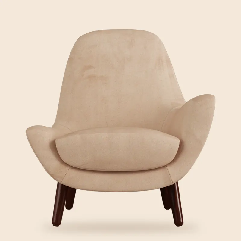 Nude high-back armchair