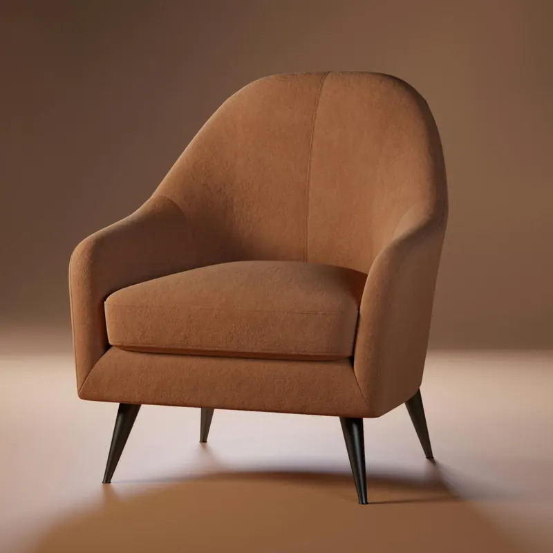 Terracotta upholstered lounge armchair